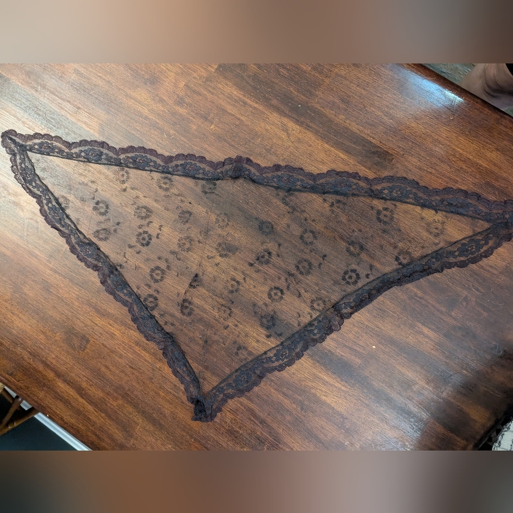 Black Lace Sheer Vintage Scarf